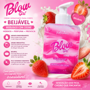 Blow Girl Hidratante Beijável 320ml - Aroma Morango com Creme, Toque Suave e Sabor Adocicado