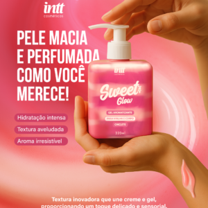 Sweet Glow Creme Hidratante Beijável Chiclete 320ml - Gel Creme para Virilha e Corpo, Toque Aveludado