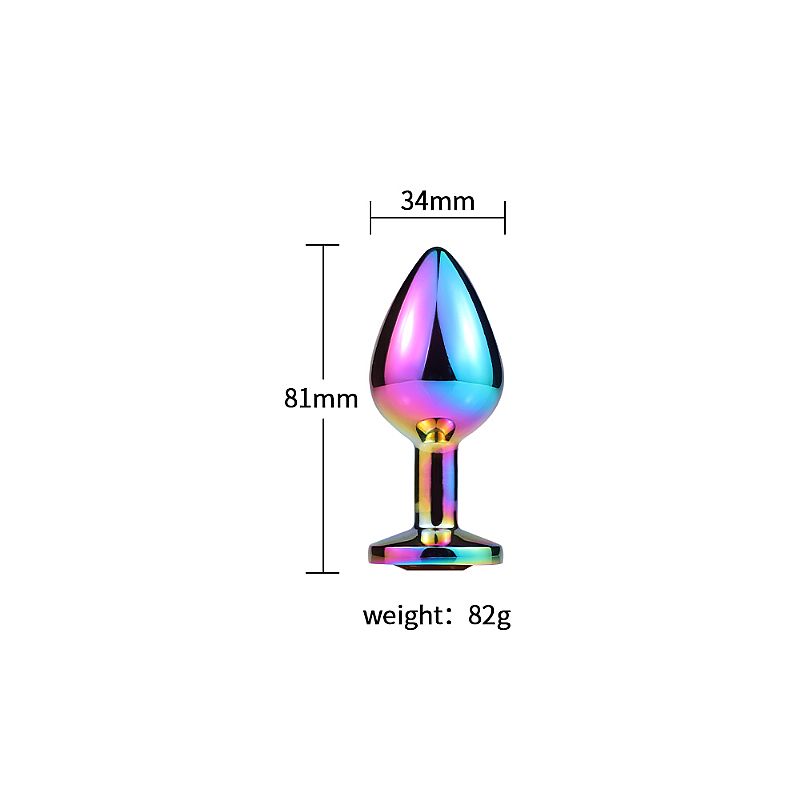 Plug Anal de Aço Inoxidável Furta-Cor com Pedra Colorida - Tamanho M (8,1 cm x 3,4 cm) - Estimulador Anal para Dominação - Fascinare - Imagem 8