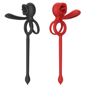 Anel Peniano Vibratório 3 em 1: Língua Estimuladora de Clitóris, Plug Anal e Controle por App - Recarregável USB