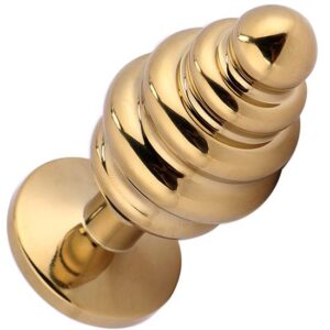 Plug Anal de Metal Espiral Gold com Jóia Cravejada Tamanho P