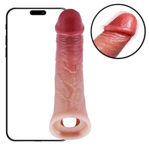 Capa Peniana com Vibro e APP Fascinare Realista 10 Modos Vibração e Controle Bluetooth Recarregável