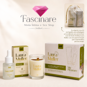 Kit Noite Perfeita Laura Muller - Sérum, Vela de Massagem e Bullet Dourado - Fascinare