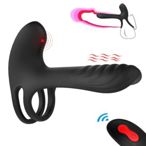 Vibrador Peniano com Anel Duplo e Controle Remoto - 9 Modos de Vibração e Silicone Premium - Fascinare