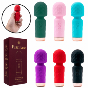 Vibrador Feminino Mini Varinha Mágica - 10 Modos de Vibração - Silicone Aveludado - Recarregável USB - Fascinare