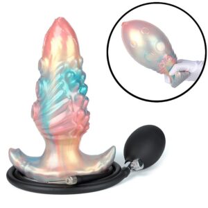 Plug Anal Silicone Inflável com Pêra - 12,5 x 5,2 cm - Expansão Controlada, Realismo e Preenchimento Personalizado - Fascinare