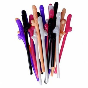 Kit 10 Canudos Eróticos Coloridos Formato Pênis - Festa com Trolagem Divertida - Cores