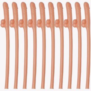 Kit 10 Canudos Eróticos Formato Pênis - Festa Adulta Trolagem Divertida