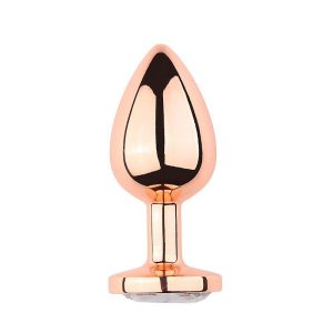 Plug Anal de Aço Rose com Cristal Brilhante Vermelha Tamanho G sex shop Caxias do Sul