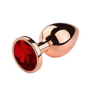 Plug Anal de Aço Rose com Cristal Brilhante Vermelha Tamanho G sex shop Caxias do Sul