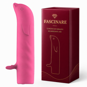 Vibrador golfinho recarregável com 12 modos de vibração. Bateria de lítio (1h de autonomia). Silicone aveludado